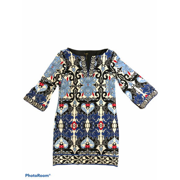Laundry Shelli Segal Mini Dress V-Neck Size Small Short Above Knee Blue Summer - Picture 1 of 6